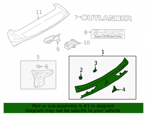Mitsubishi Outlander 22-25 trunk lid trim with emblem