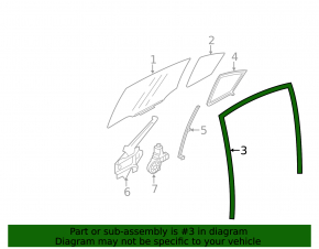 Glass seal rear right Subaru XV Crosstrek 13-17
