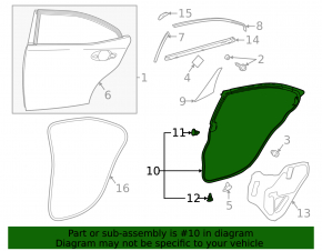Lexus IS 14-20 rear right door seal