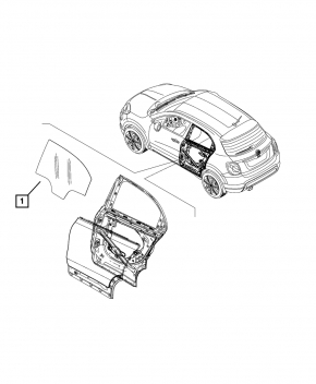 Glass door rear left Fiat 500X 16-22