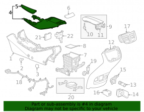 Chevrolet Malibu 16-21 center console, bare upper part, scuffs