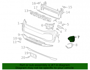 Left front bumper grille for VW Atlas 21-23, gloss black, R-line