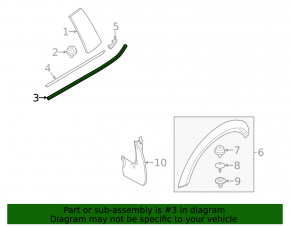 Rear fender molding upper right Mini Cooper F56 3d 14-24 chrome