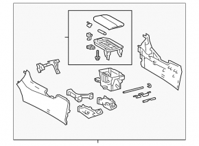 Central console armrest Toyota Rav4 19- leather black, under air ducts