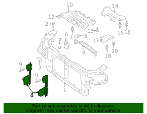 Right radiator deflector for Infiniti FX35 03-06