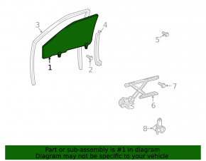 Glass of the front left door Toyota Prius 20 04-09