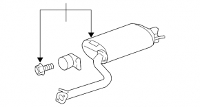 Muffler rear part with barrel right Lexus LS460 LS600h 07-17