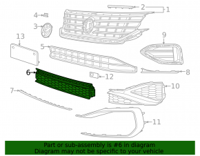 Lower grille of the front bumper VW Passat 20-22 R-Line