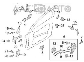 Kia Optima 16 front left door handle mechanism - type 1
