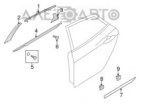 Door trim side rear left Hyundai Azera 12-17 rear latch broken