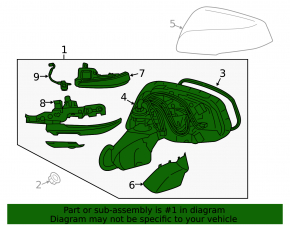 Right side mirror assembly for Toyota Rav4 19-25, turn signal, heated