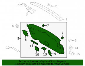 Subaru Outback 15-19 trunk door trim without plug
