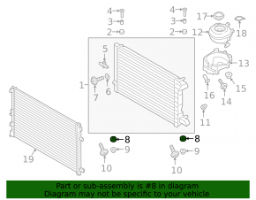 Lower left radiator support for a Porsche Cayenne 19-26 tire