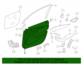 Front left door panel for Mercedes GLC 16-22, black leather