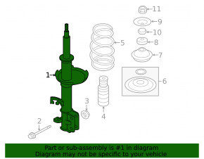 Shock absorber strut assembly front left Nissan Versa Note 13-19