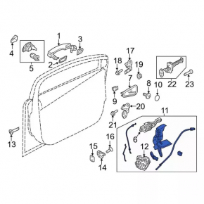 Rear left door glass guide Ford Focus mk3 11-18 5d without lock and door handle mechanism