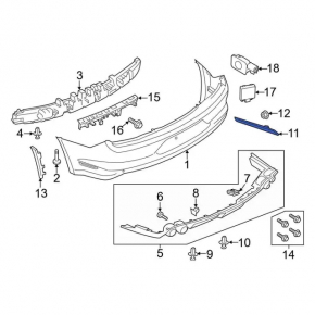 Rear Bumper Reflector Left Ford Mustang mk6 18-