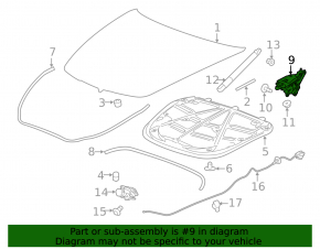 Left hood hinge for a Cadillac CTS 14-19