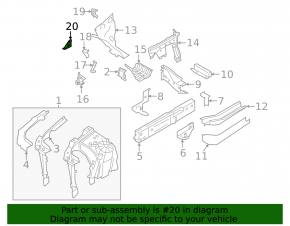 Bracket of shock absorber of hood left BMW X5 G05 19-23 on body