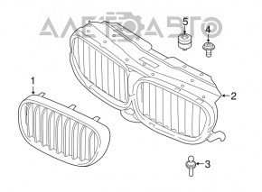 Radiator grill right BMW 5 G30 17-20 chrome with black gloss