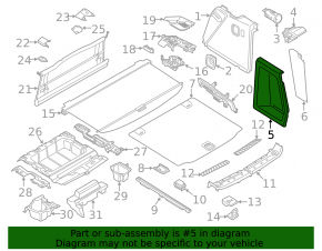 Left central arch trim BMW X3 G01 18-21 for mesh, black, mesh mount broken