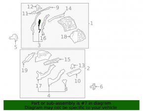 Right wing apron outer bracket for Toyota Prius 50 16-22