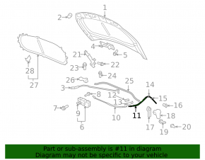 VW Tiguan 09-17 hood release cable rear