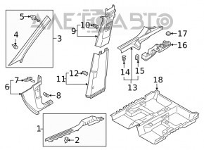 Front left door sill plate for VW Tiguan 18-24, black, scratches