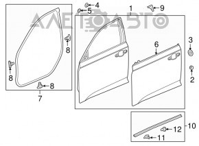 Door bare front right Honda Accord 18-22
