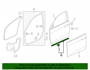 Front left lower door seal for Honda Civic XI FE/FL 22-26