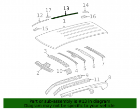 Left center roof trim for Toyota Highlander 2013