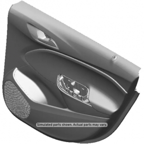 Door trim card rear right Chevrolet Cruze 16- black with black insert plastic, armrest black plastic, scratches, abrasions