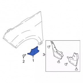 Ford Ecosport 18-22 lower front right fender lining, broken mounting