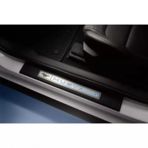 Set of door sill trims for Ford Mustang mk6 15-coupe, dark, with backlight, missing chip, air on edge