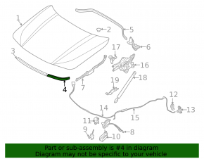 Front left hood seal on the bumper of a BMW X2 F39 18-23