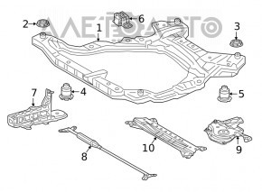 Front subframe extension left Lexus ES250 ES300h ES350 19- F SPORT