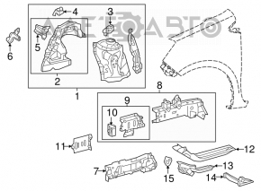 Front right fender mount for Toyota Yaris 2006-Prius C