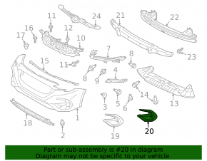 Left front bumper grille for Subaru Legacy 2023-2025, under fog lights