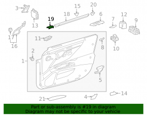 Plug for the inner seal of the front right door glass of Lexus ES 19-26 front