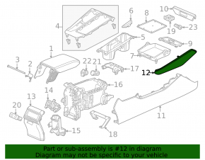 Honda Accord 2023-2026 black right side center console trim