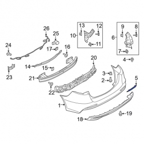 Rear bumper reflector left Ford Fusion mk5 19-20