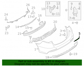 Rear bumper reflector left Ford Fusion mk5 19-20
