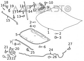 Left hood hinge for Toyota Camry V70 18-24