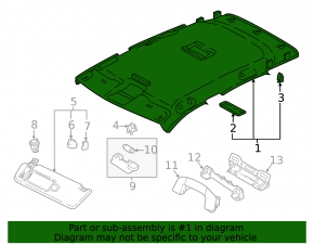VW Tiguan 18-24 gray headliner without sunroof