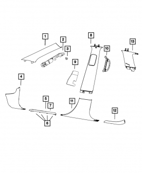 Front pillar trim upper left Jeep Grand Cherokee WK2 16- beige