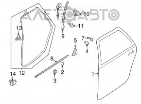 Subaru b9 Tribeca center rear right door glass molding
