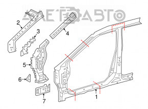 Body pillar central left Nissan Maxima A36 16-17 sawed off