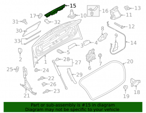 Audi A3 8V 15-16 Convertible Trunk Lid Number Light Bar, Without Camera