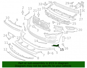 Front bumper trim left Porsche Macan 19-26 under the grille black