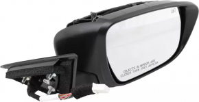 Right side mirror assembly for Nissan Rogue 17-20, 15 pins, blue, heated, turn signal, camera